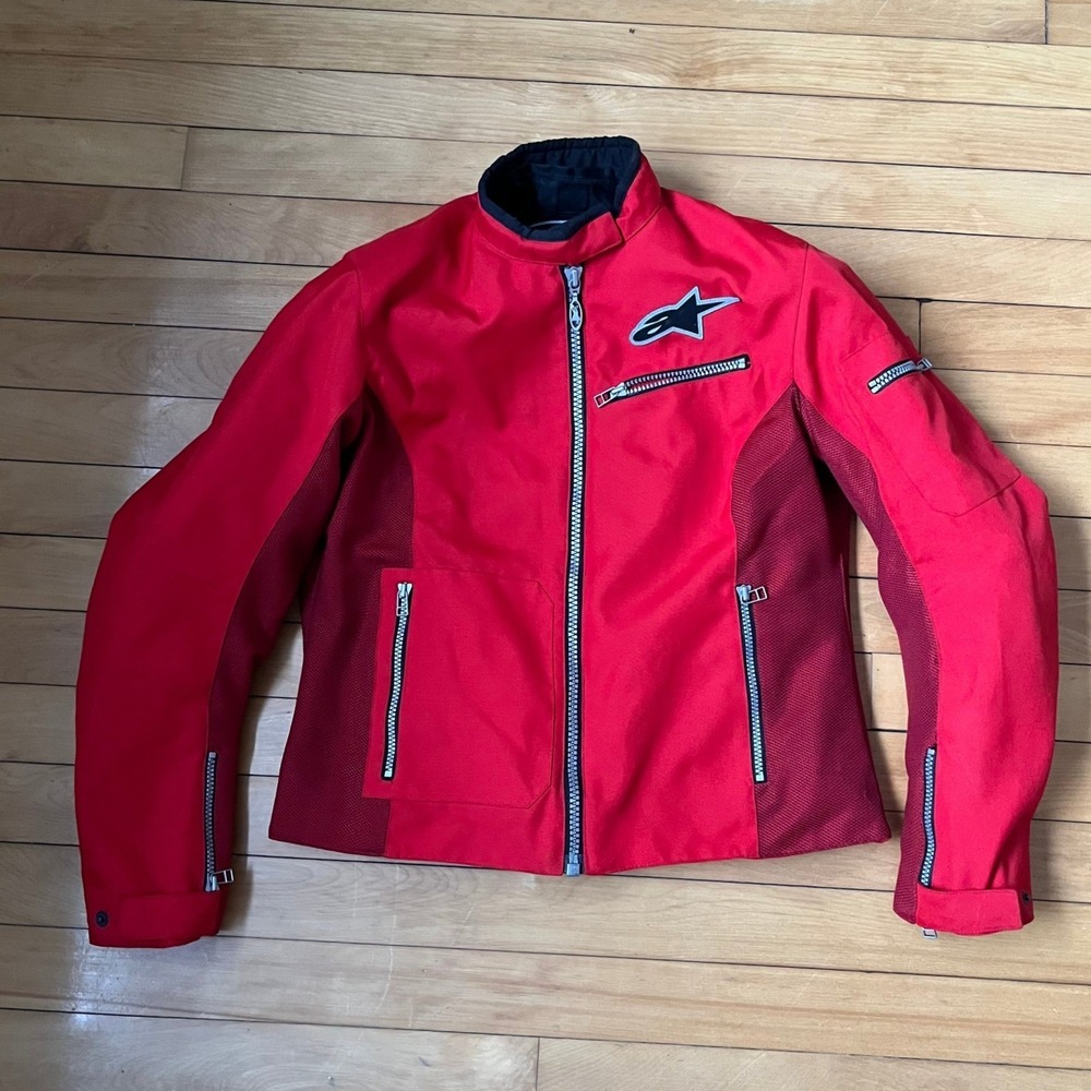 Alpinestars Mens Red Mesh Panel Full Zip Motorcycle Racing Jacket Size M